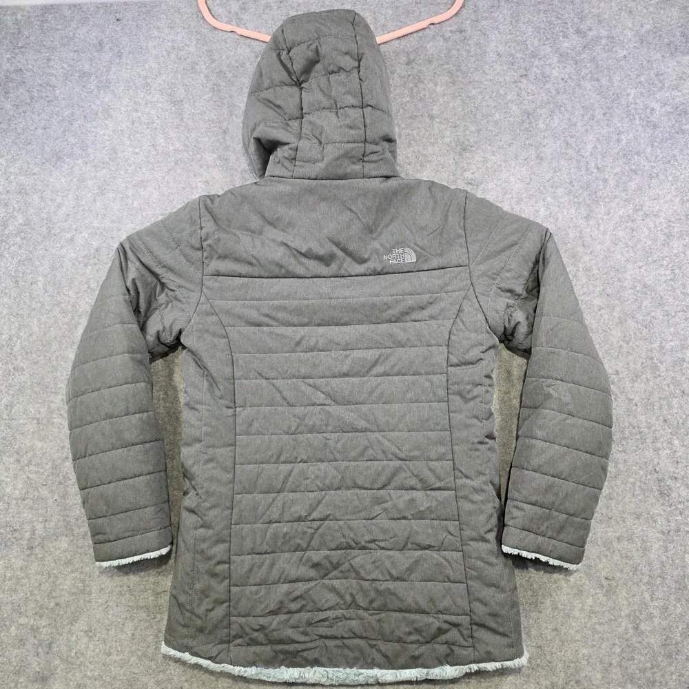 The North Face‎ Mossbud Swirl Jacket Girls XL 18 Gray Sherpa Fleece Lined Puffer
